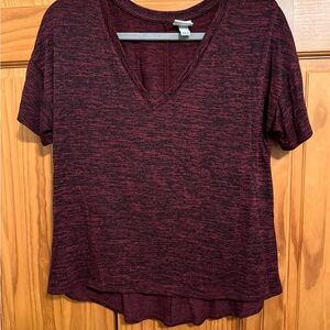 a new day Women's Burgundy Short Sleeve Top